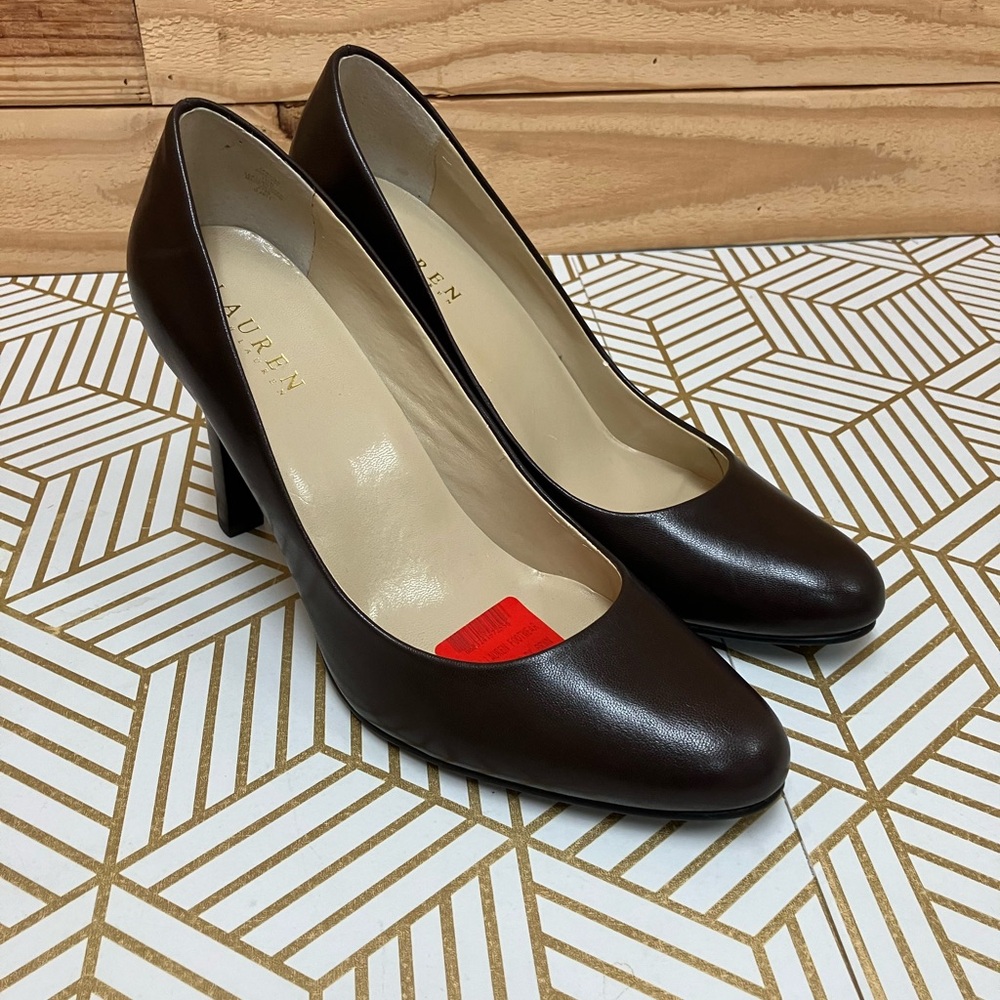 Ralph Lauren brown round toe heels